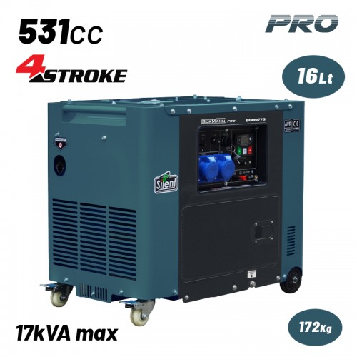 Γεννήτρια Πετρελαίου Τριφασική, Απόδοση 7000W,531cc με Μίζα & Τροχούς BORMANN Pro BGB9773 