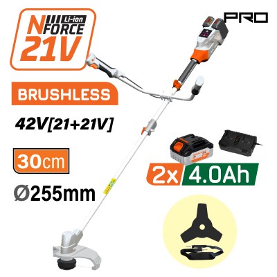 Θαμνοκοπτικό Brushless Μπαταρίας 42V (21+21),Li-Ion,2x4Ah,30cm Μεσινέζα NAKAYAMA Pro EC4611X44 