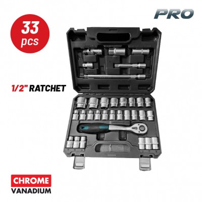 Σετ Καρυδάκια 1/2'' με Καστάνια και Προέκταση,33τεμ BORMANN Pro BHT5110 