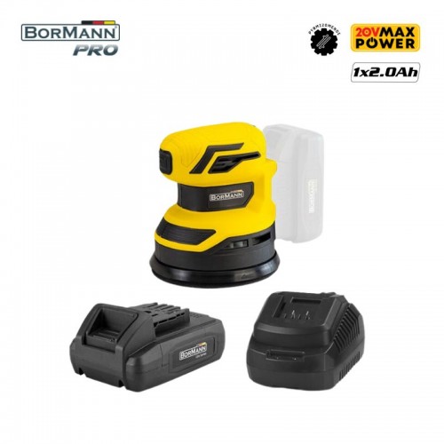 Τριβείο Έκκεντρο Μπαταρίας 20V,Li-Ion με Μπαταρία 2.0Ah & Φορτιστή BORMANN BCD4100 