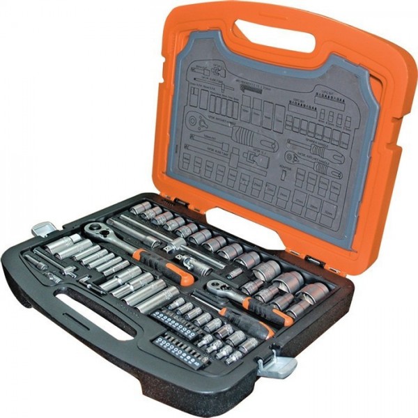  Καρυδάκια 1/4" & 1/2" & Μύτες CR-V Σετ 73 Τεμ, Σε Πλαστική Κασετίνα TACTIX 365055 