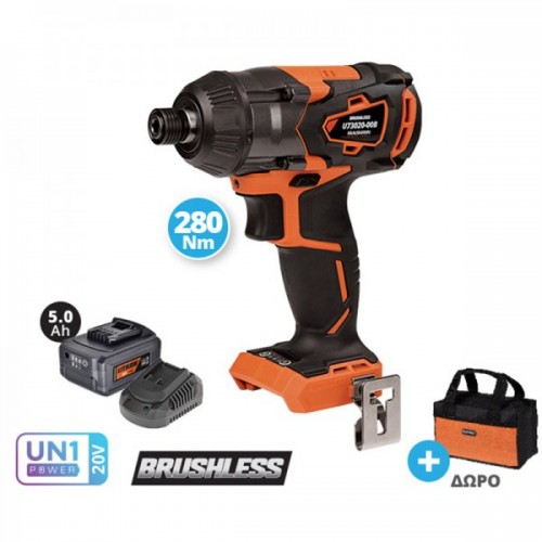 ΠΑΛΜΙΚΟ ΚΑΤΣΑΒΙΔΙ 20V BRUSHLESS 3 ΤΑΧΥΤΗΤΩΝ + ΜΠΑΤΑΡΙΑ 5,0Ah + ΤΑΧΥΦΟΡΤΙΣΤΗΣ + ΤΣΑΝΤΑ ΜΕΤΑΦΟΡΑΣ ΔΩΡΟ KRAUSMANN U73020-15SB