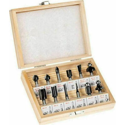 ΚΟΠΤΙΚΑ ΡΟΥΤΕΡ ΣΕΤ 12ΤΕΜ. ΣΕ ΞΥΛΙΝΟ ΚΟΥΤΙ 6mm KRAUSMANN AC13500